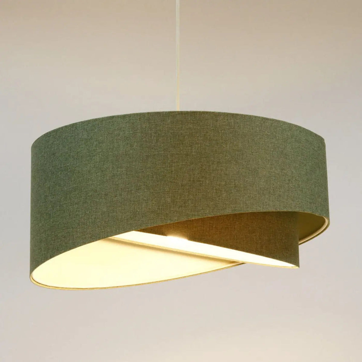 Suspension sculpturale en tissu gris vert et écru, 4 tailles