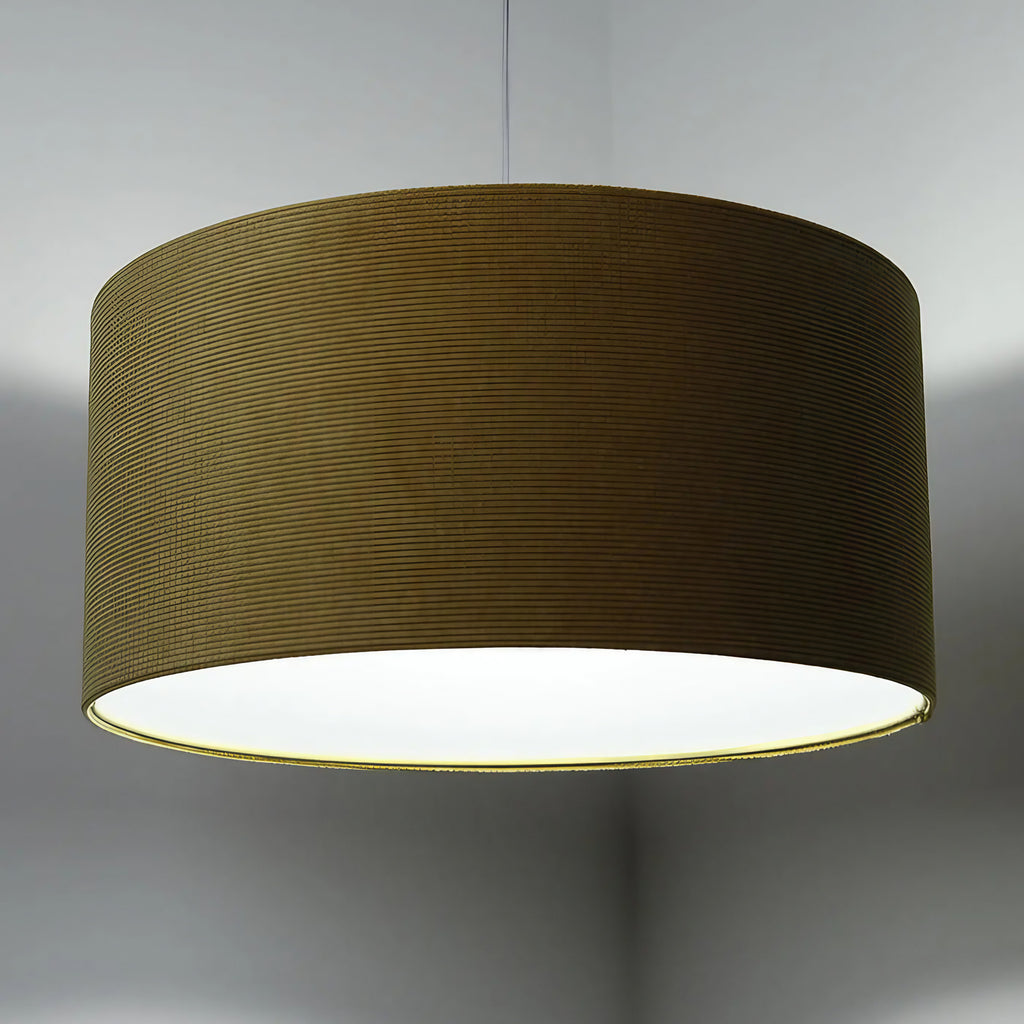 Suspension en tissu jaune, abat-jour coloré et moderne