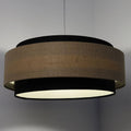 Suspension en tissu noir, beige et écru, contraste chic