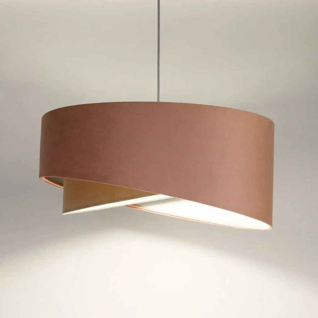 Suspension torsadée effet velours rose vieilli, intérieur beige