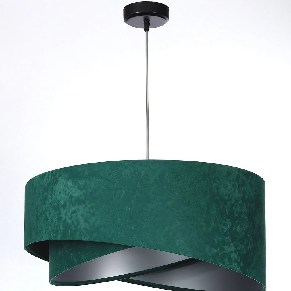 Suspension en tissu vert effet velours, intérieur argenté, 50 cm