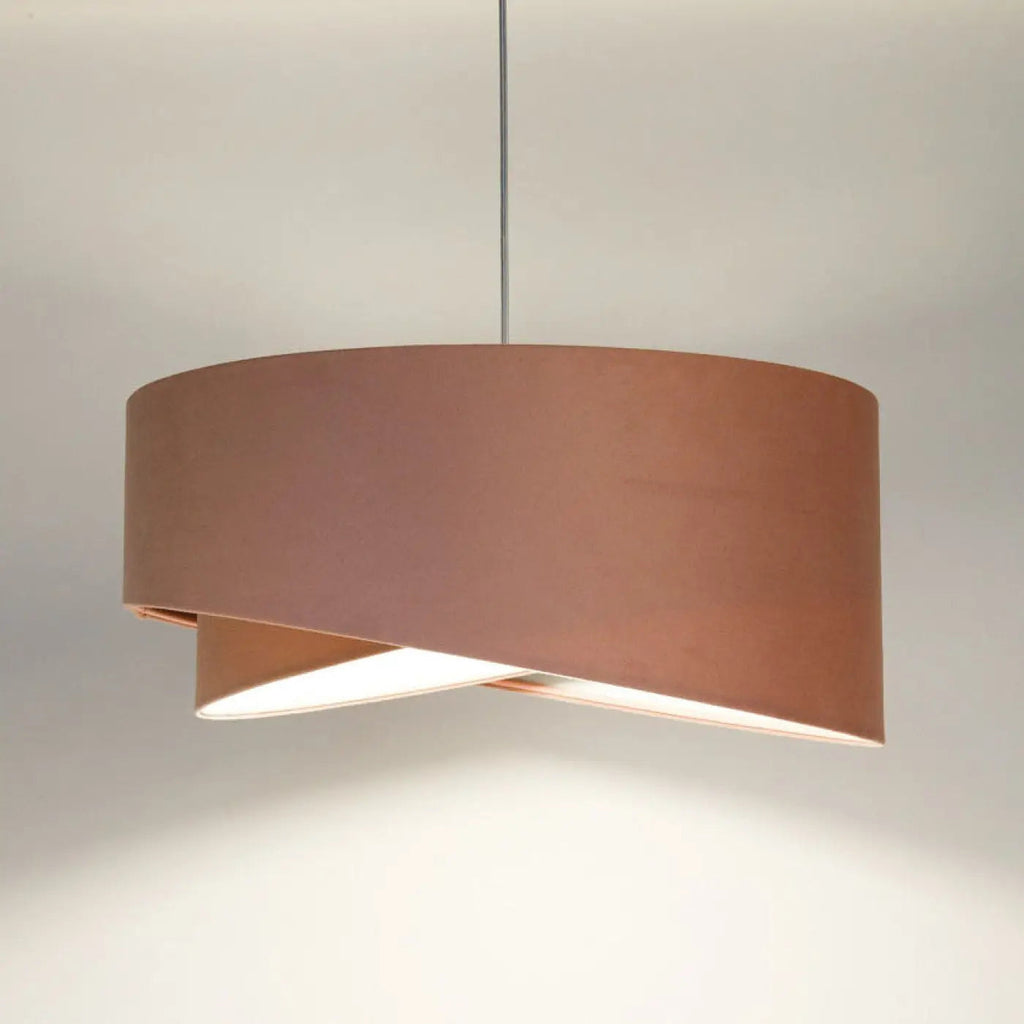 Suspension torsadée en tissu vieux rose et gris clair, 4 tailles