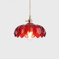 Suspension en verre à motif floral, cinq couleurs, rouge