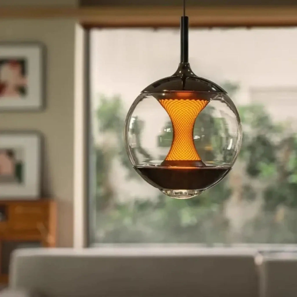 Suspension sphère en verre à diffuseur central, deux modèles