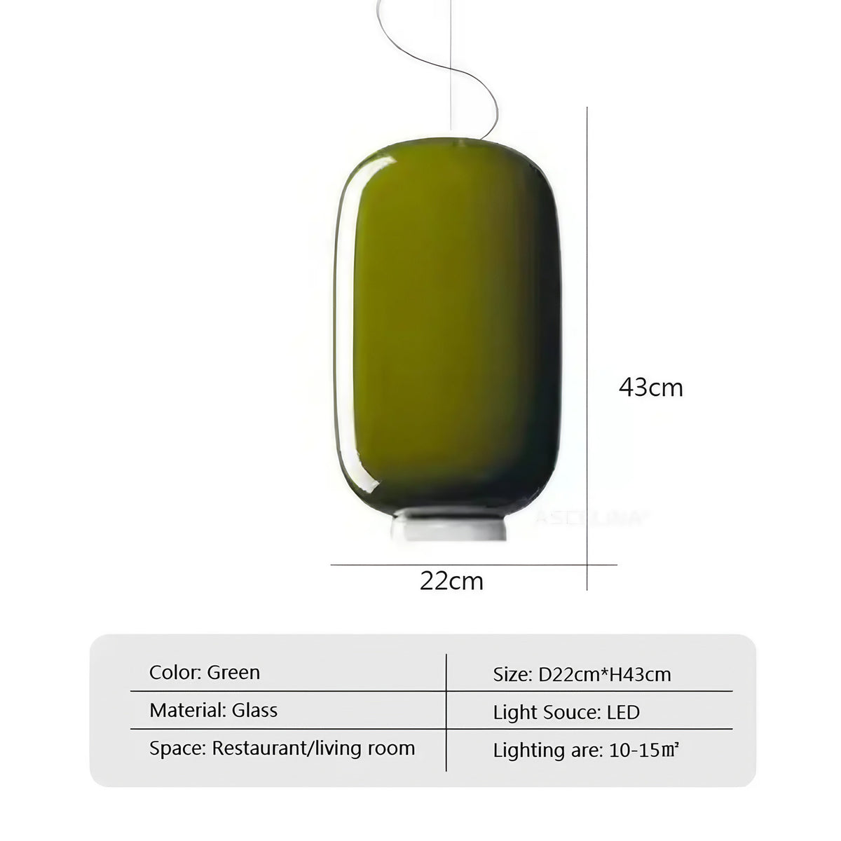 Suspension en verre blanc, coloris blanc ou vert, lumière au choix, vert