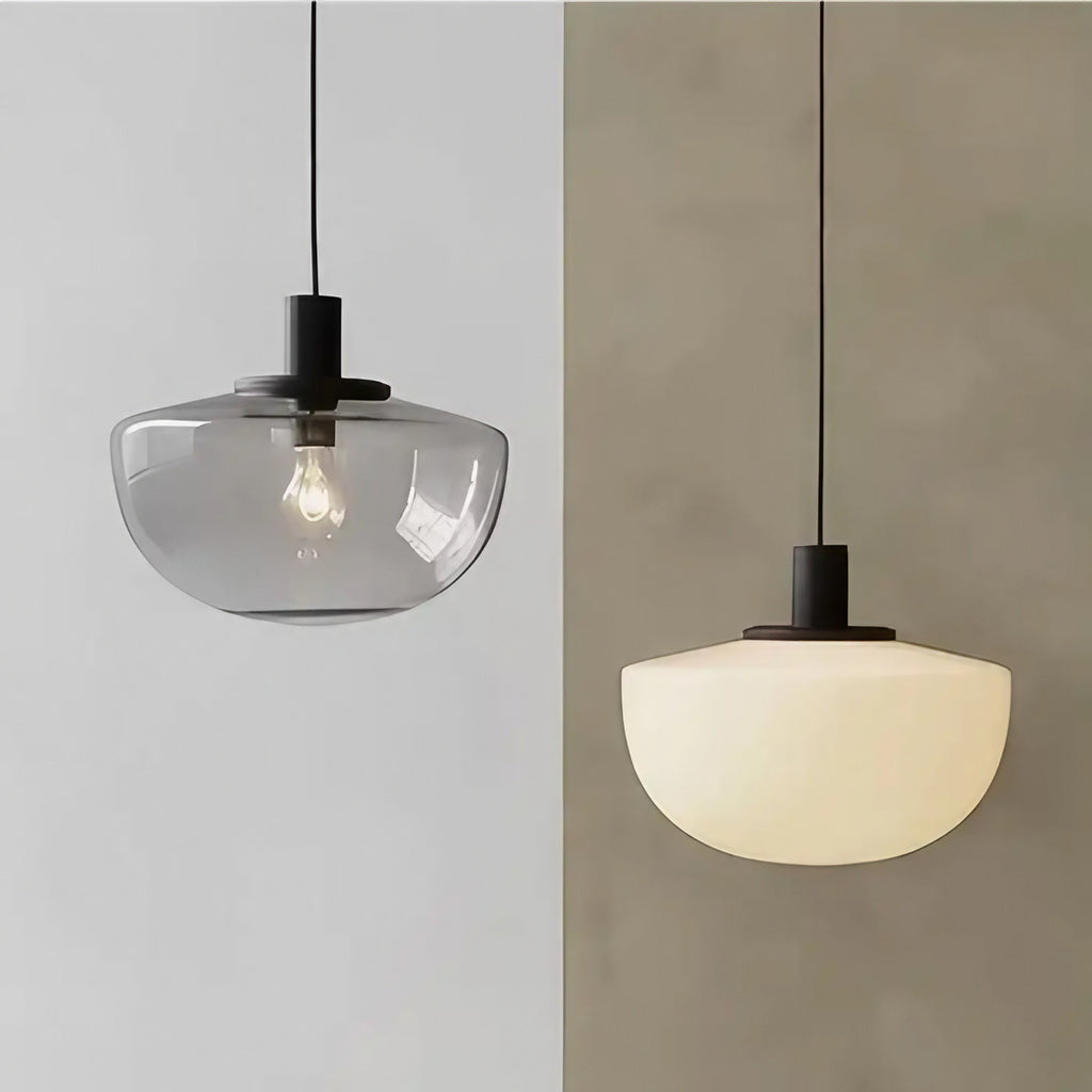 Suspension scandinave en verre blanc, tailles S et M