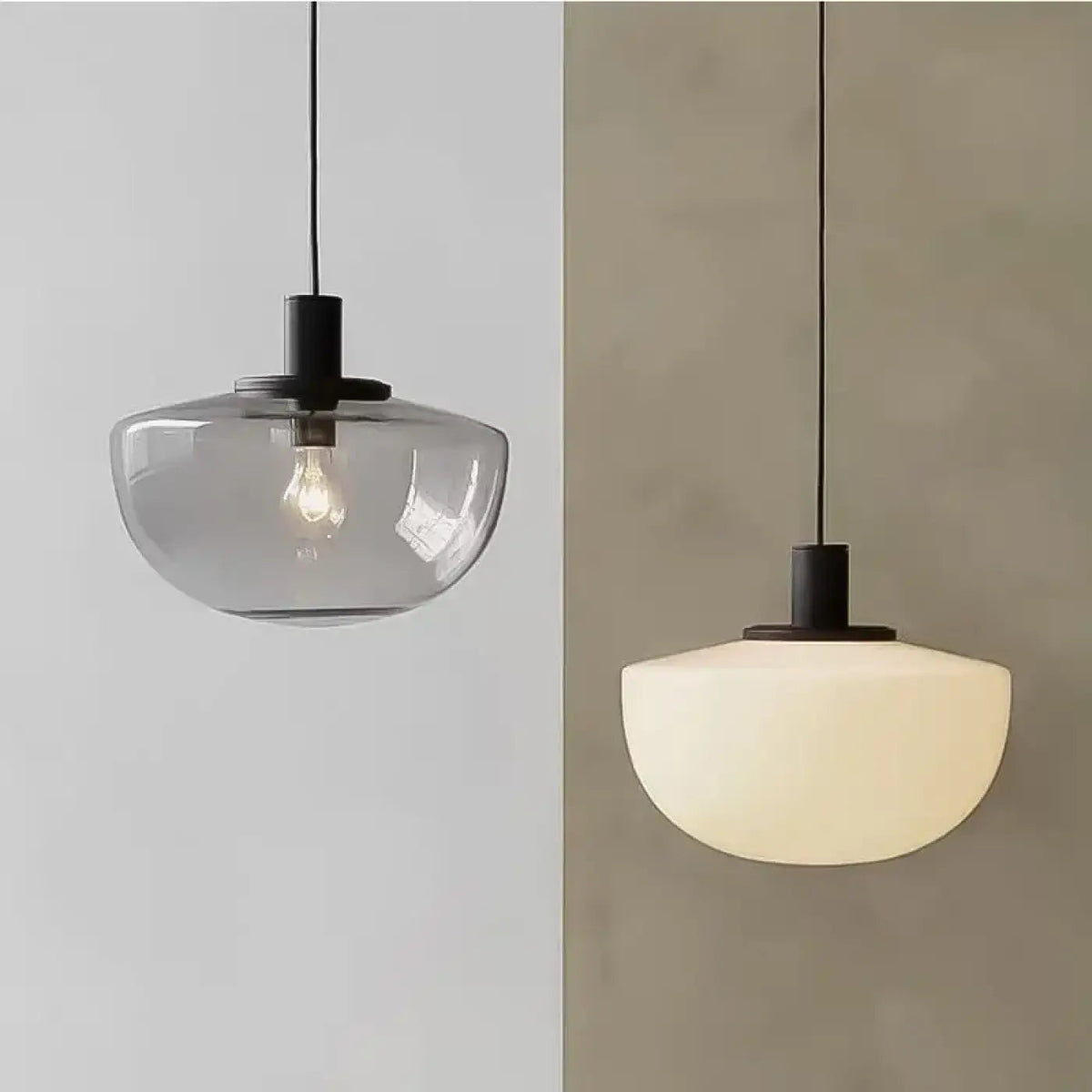 Suspension scandinave en verre blanc, tailles S et M