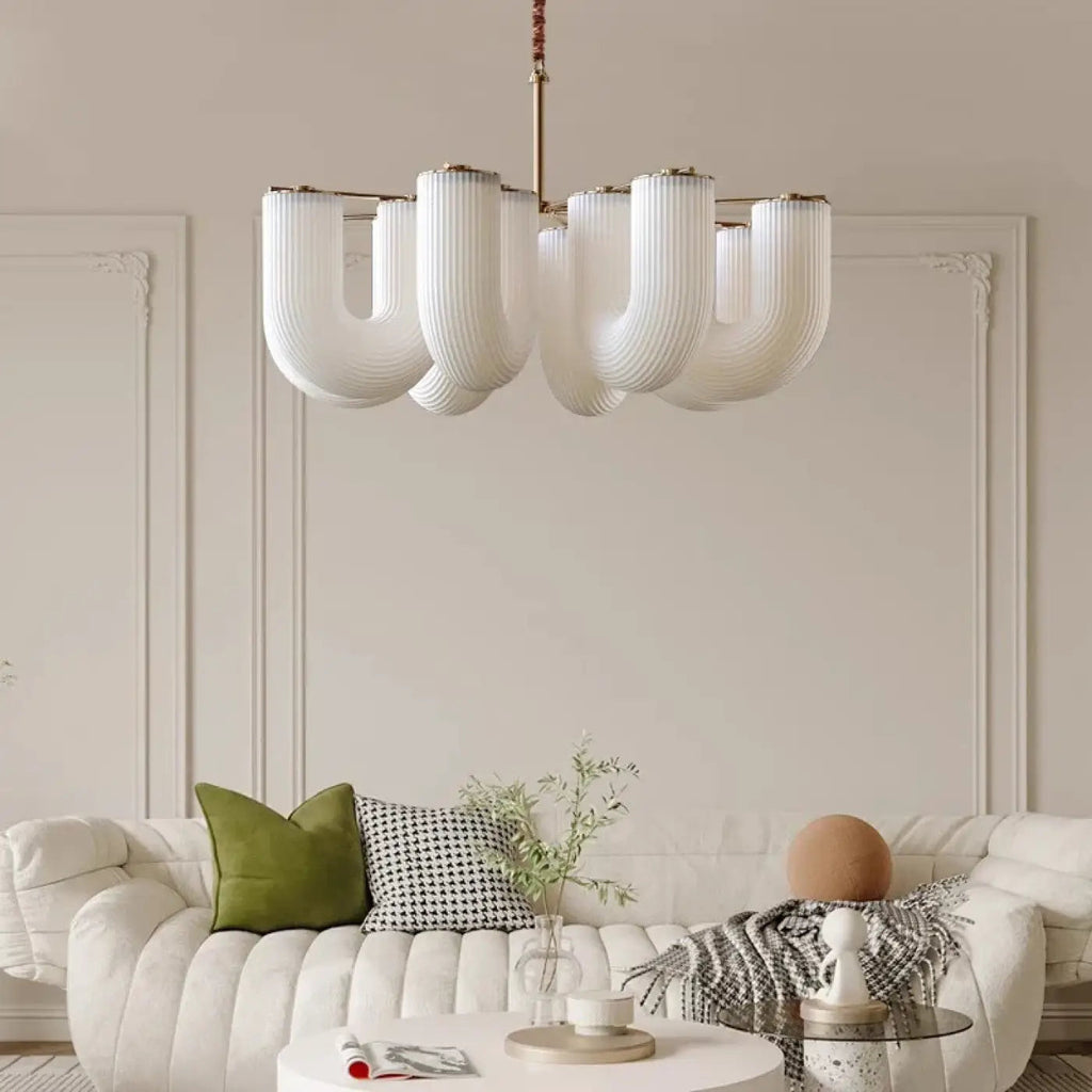 Suspension en verre blanc sculptural, tailles S et M