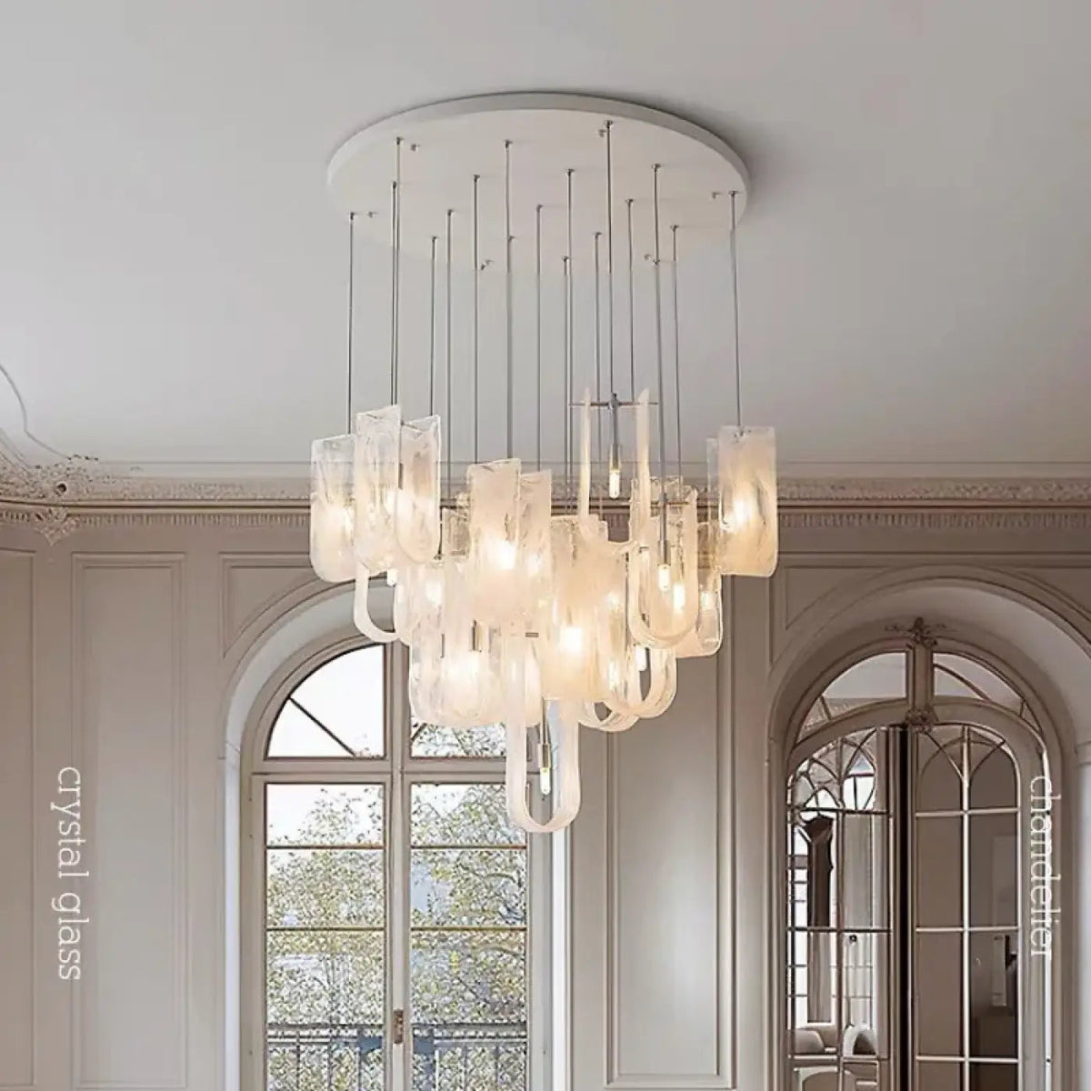 Suspension en verre sculpté aux formes de nuage, S, M ou L