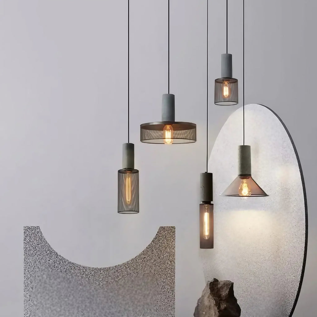 Suspension en verre et métal moderne, six modèles au choix