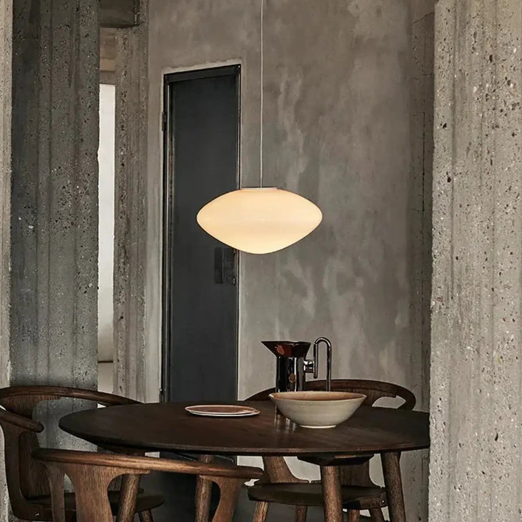 Suspension en verre opale au design contemporain, tailles S et M