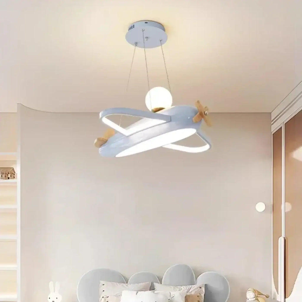 Suspension avion à hélices pour chambre d'enfant, bleu ou beige