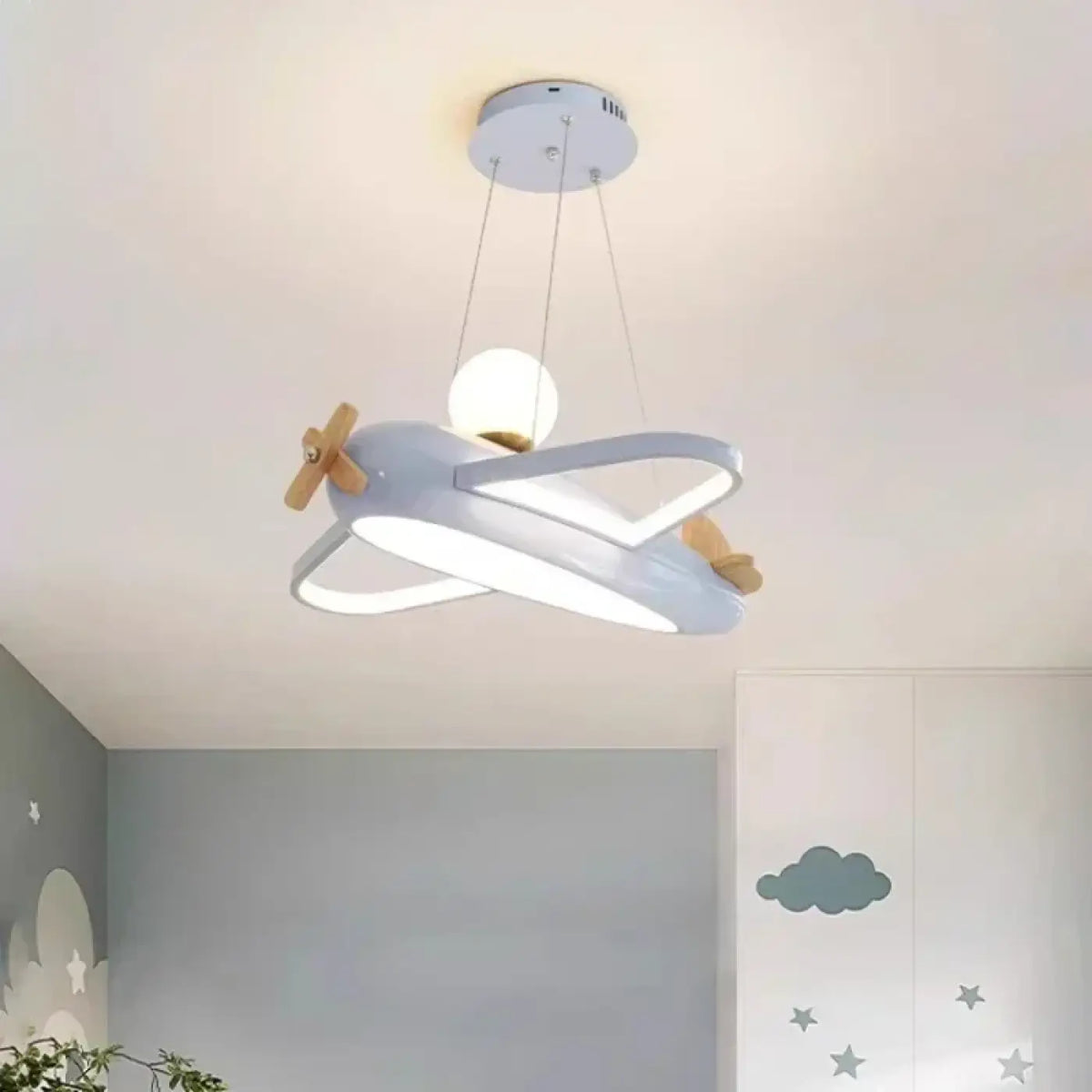 Suspension avion à hélices pour chambre d'enfant, bleu ou beige, bleu