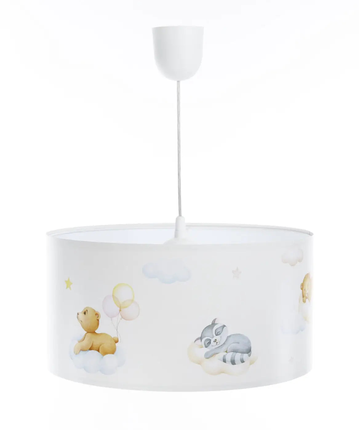 Suspension enfant blanche aux oursons dans les nuages