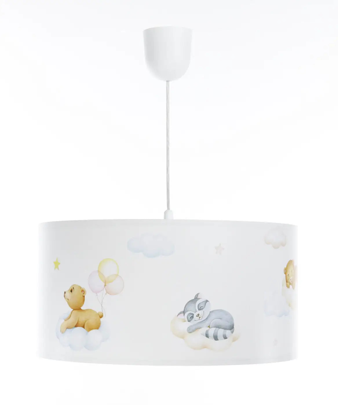 Suspension enfant blanche aux oursons dans les nuages