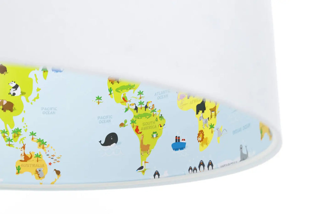 Suspension enfant en tissu, carte du monde à l'intérieur, bleu