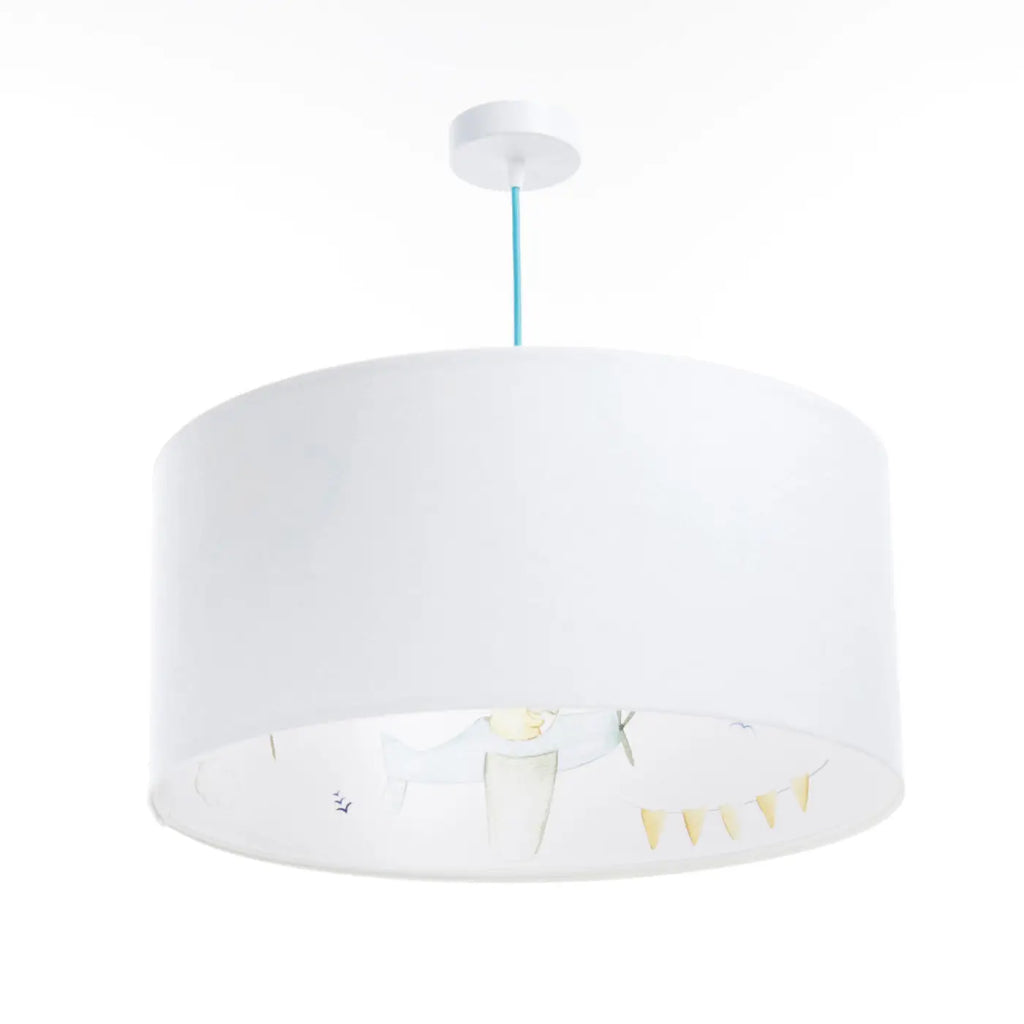 Suspension enfant à l'avion, tissu blanc et bleu pastel