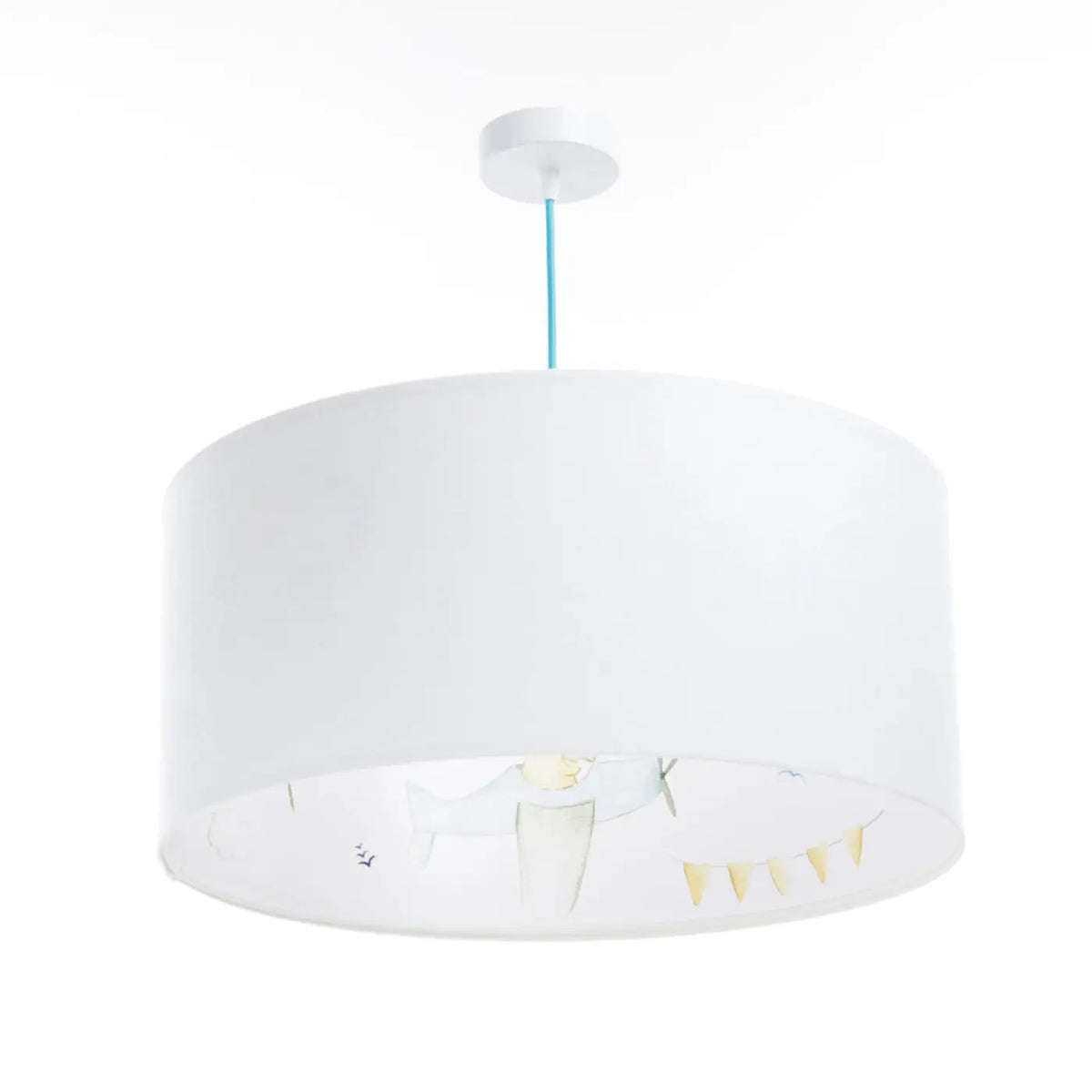Suspension enfant à l'avion, tissu blanc et bleu pastel