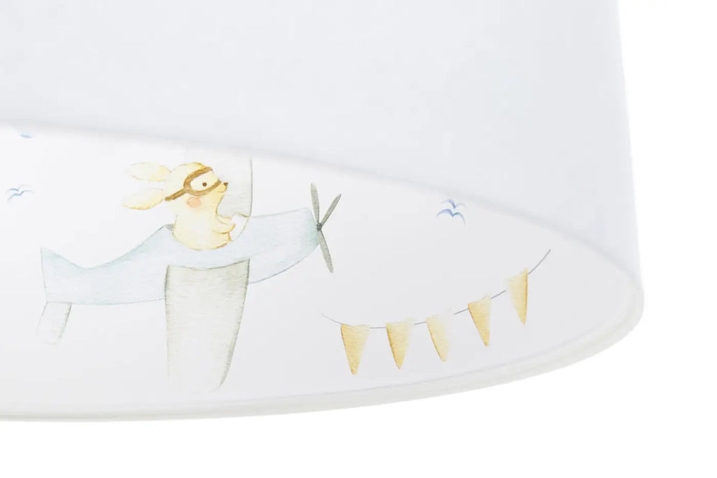 Suspension enfant à l'avion, tissu blanc et bleu pastel