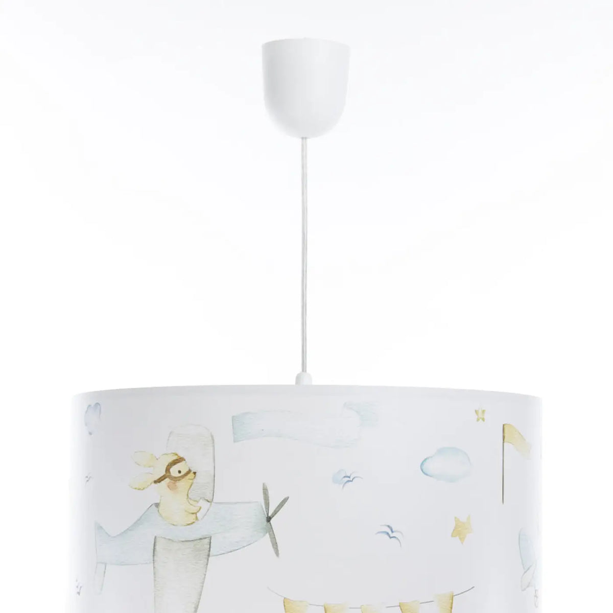 Suspension enfant blanche, lapin aux commandes d'un avion