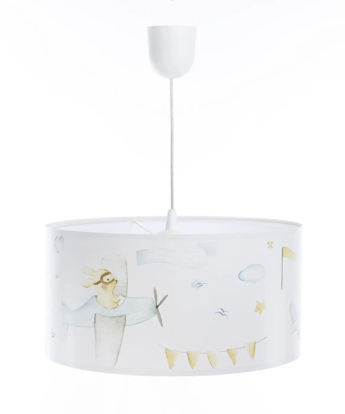 Suspension enfant blanche, lapin aux commandes d'un avion