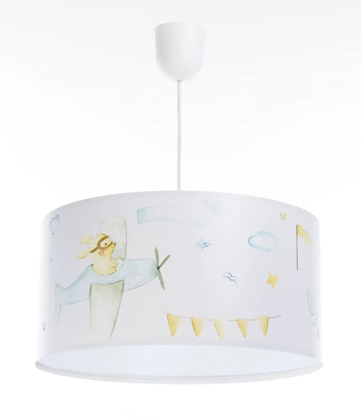 Suspension enfant blanche, lapin aux commandes d'un avion