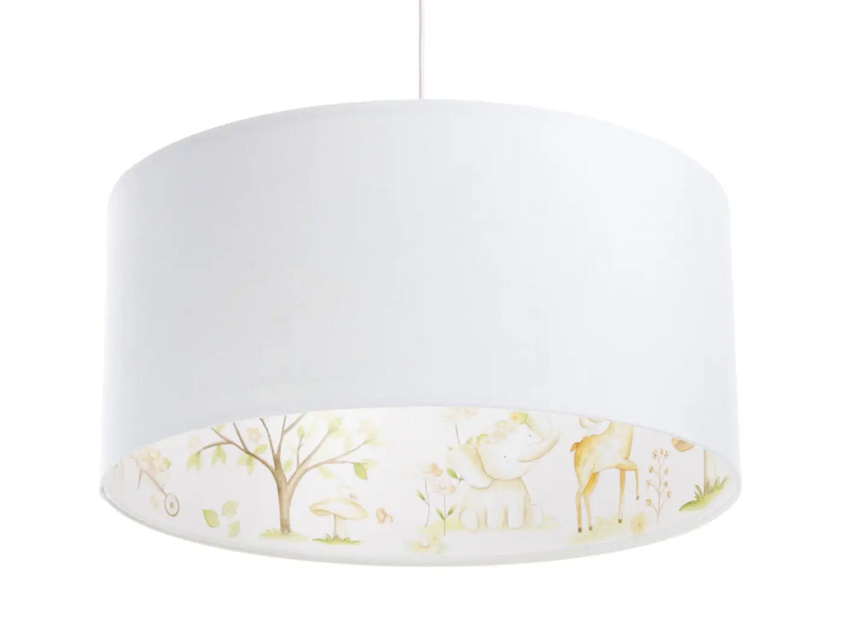 Suspension enfant blanche, frise d'animaux de la forêt marron