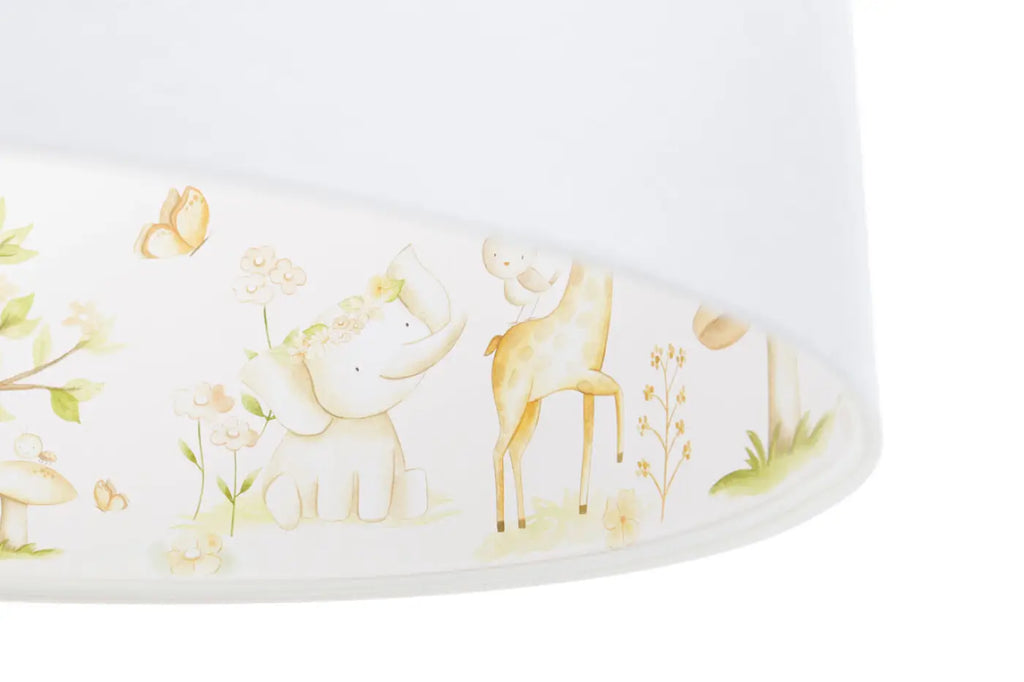 Suspension enfant blanche, frise d'animaux de la forêt marron