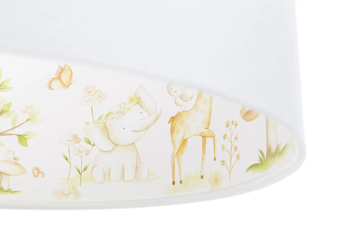 Suspension enfant blanche, frise d'animaux de la forêt marron