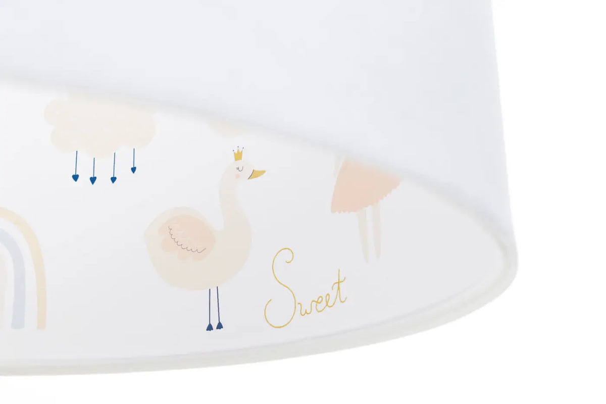 Suspension enfant aux cygnes et arc-en-ciel, blanc et orange