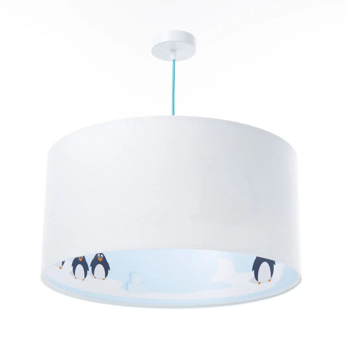 Suspension enfant en tissu blanc, motifs polaires bleu clair