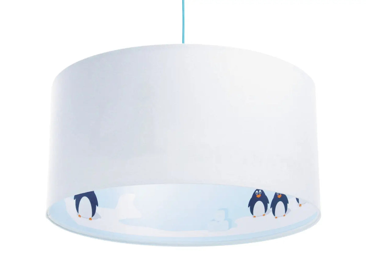 Suspension enfant en tissu blanc, motifs polaires bleu clair