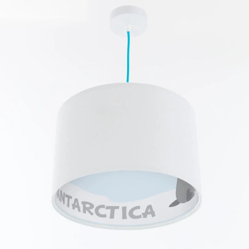 Suspension enfant en tissu blanc, motifs polaires bleu clair