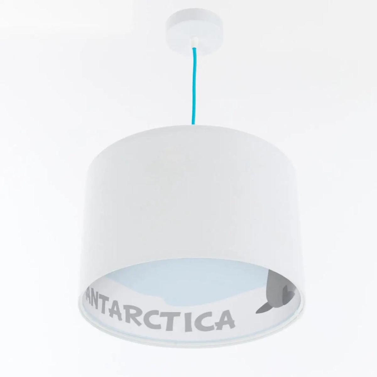 Suspension enfant en tissu blanc, motifs polaires bleu clair