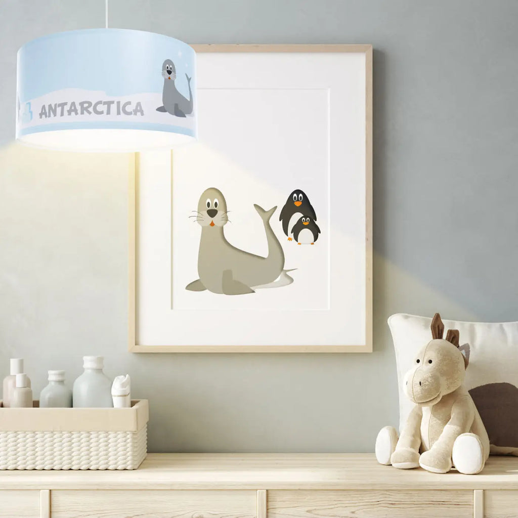 Suspension enfant bleue, pingouins et phoques de la banquise