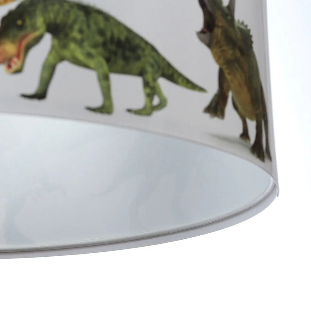 Suspension enfant cylindrique blanche, décor dinosaures
