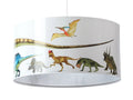 Suspension enfant cylindrique blanche, décor dinosaures