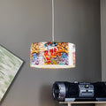 Suspension enfant graffiti multicolore, abat-jour cylindrique