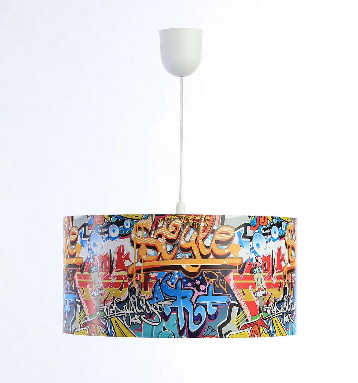 Suspension enfant graffiti multicolore, abat-jour cylindrique