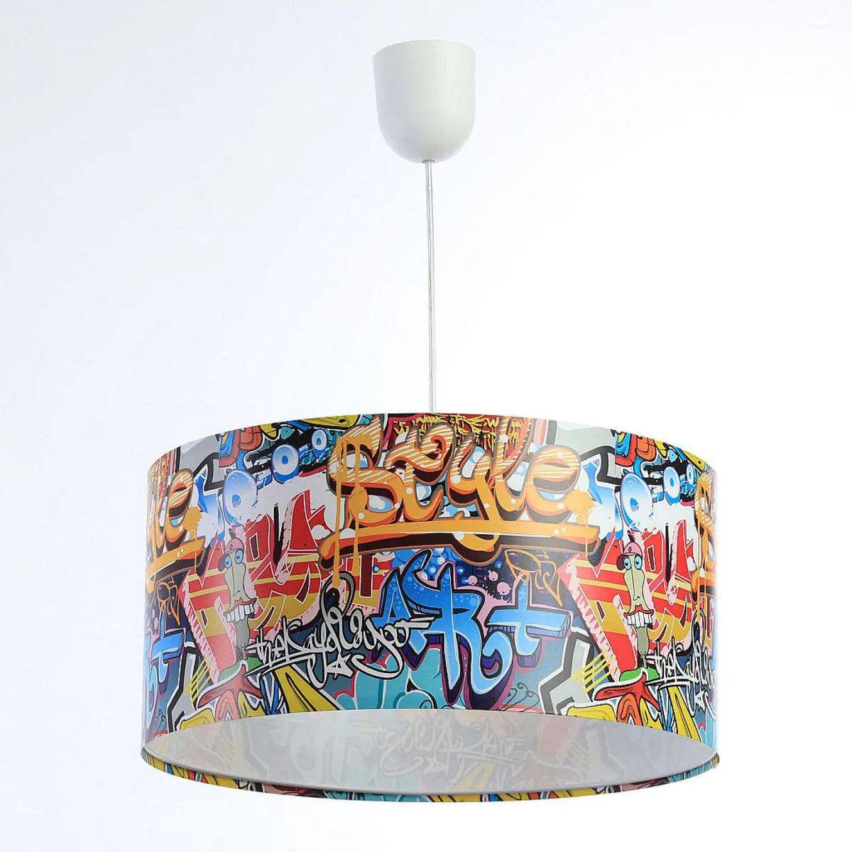 Suspension enfant graffiti multicolore, abat-jour cylindrique