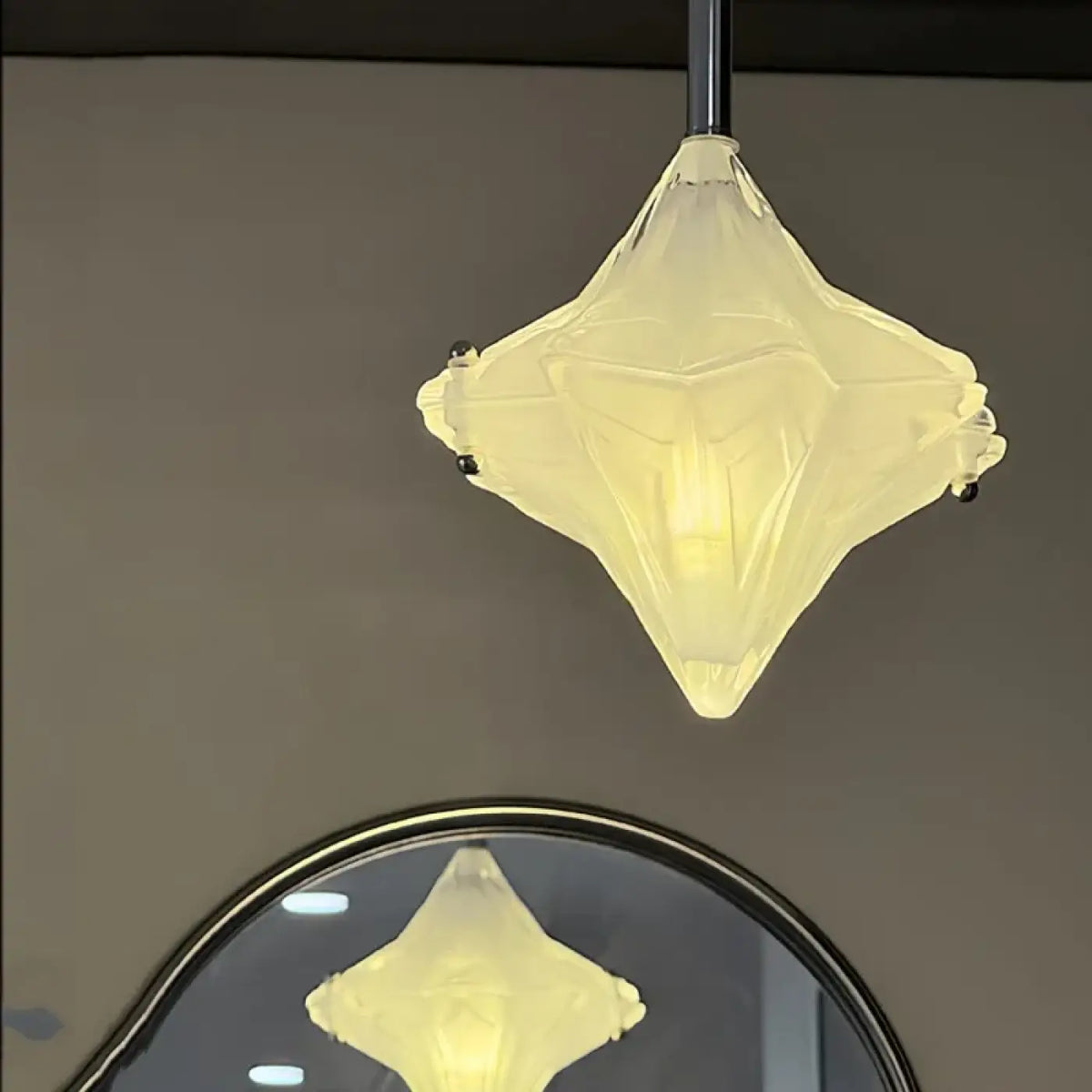 Suspension étoile en verre transparent, lumière au choix