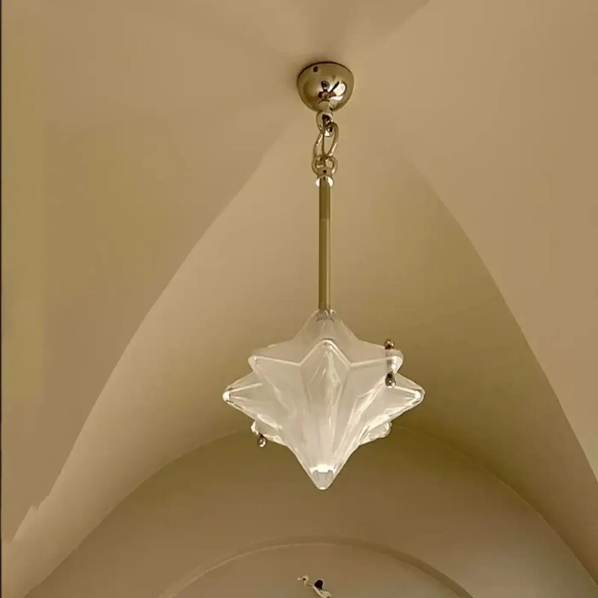 Suspension étoile en verre transparent, lumière au choix