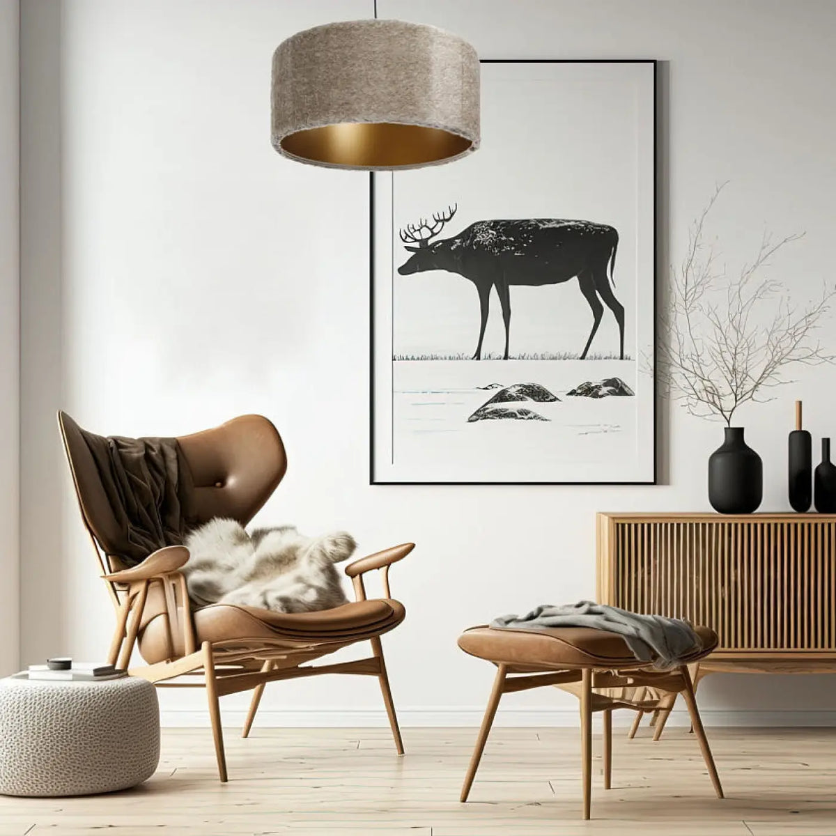 Suspension en fausse fourrure beige, intérieur cuivré, S, M, L