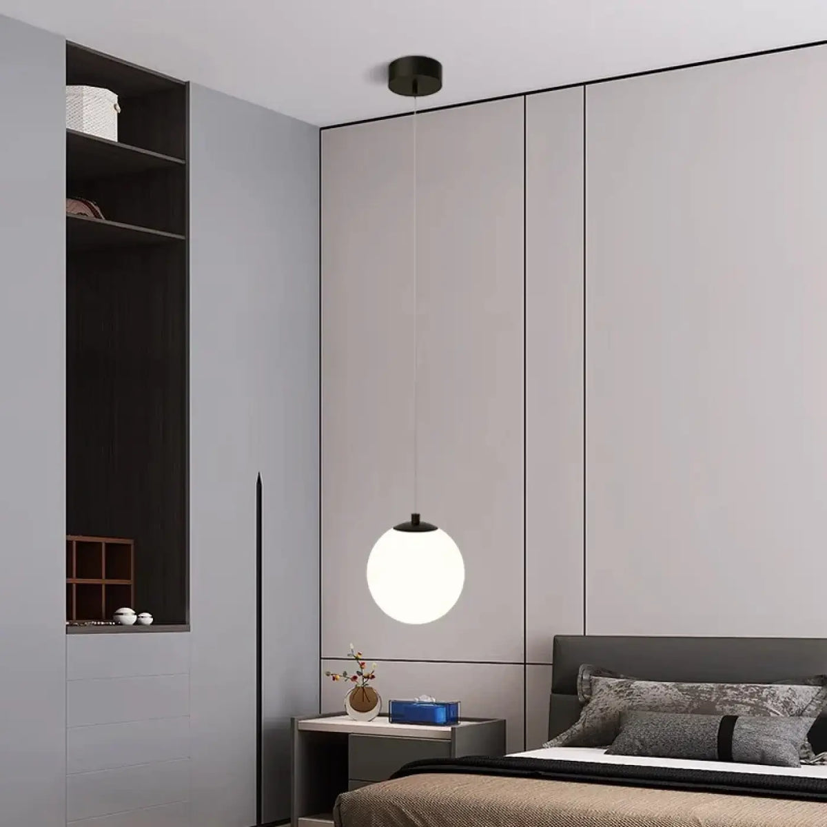 Suspension LED fine pour cuisine, simple ou double, noir