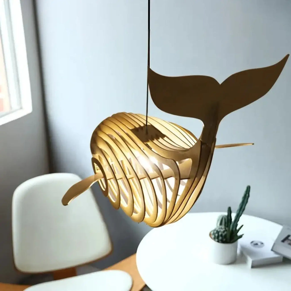 Suspension baleine en bois, trois tailles S, M ou L