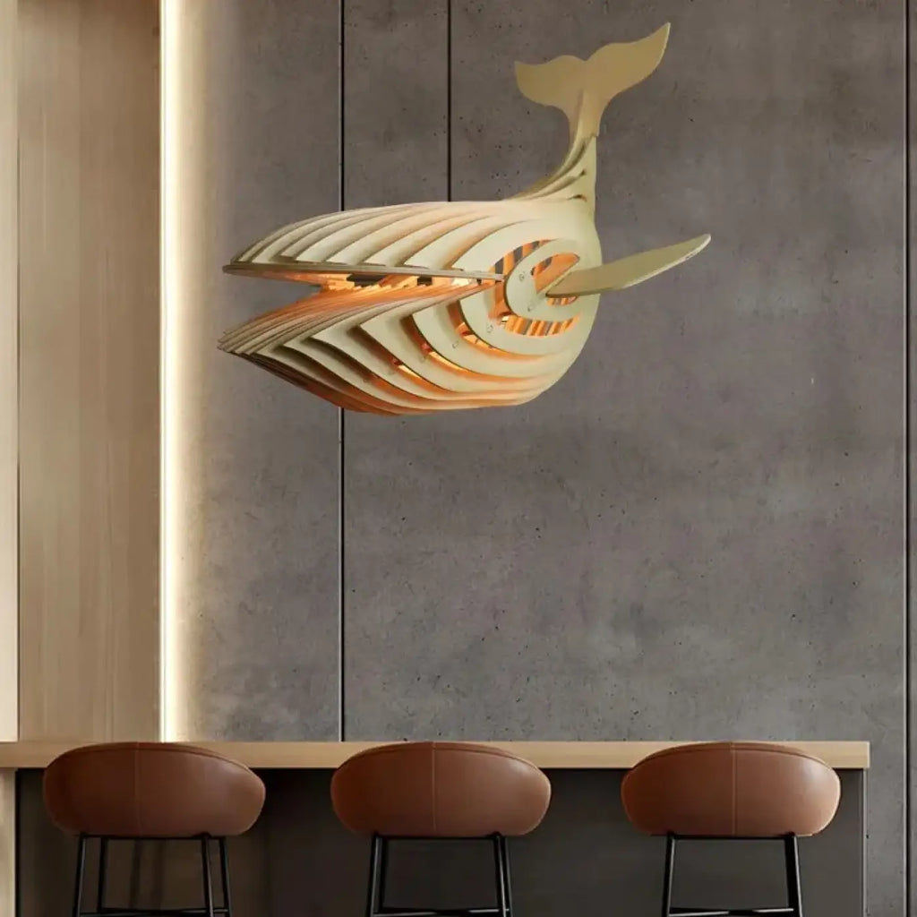 Suspension baleine en bois, trois tailles S, M ou L