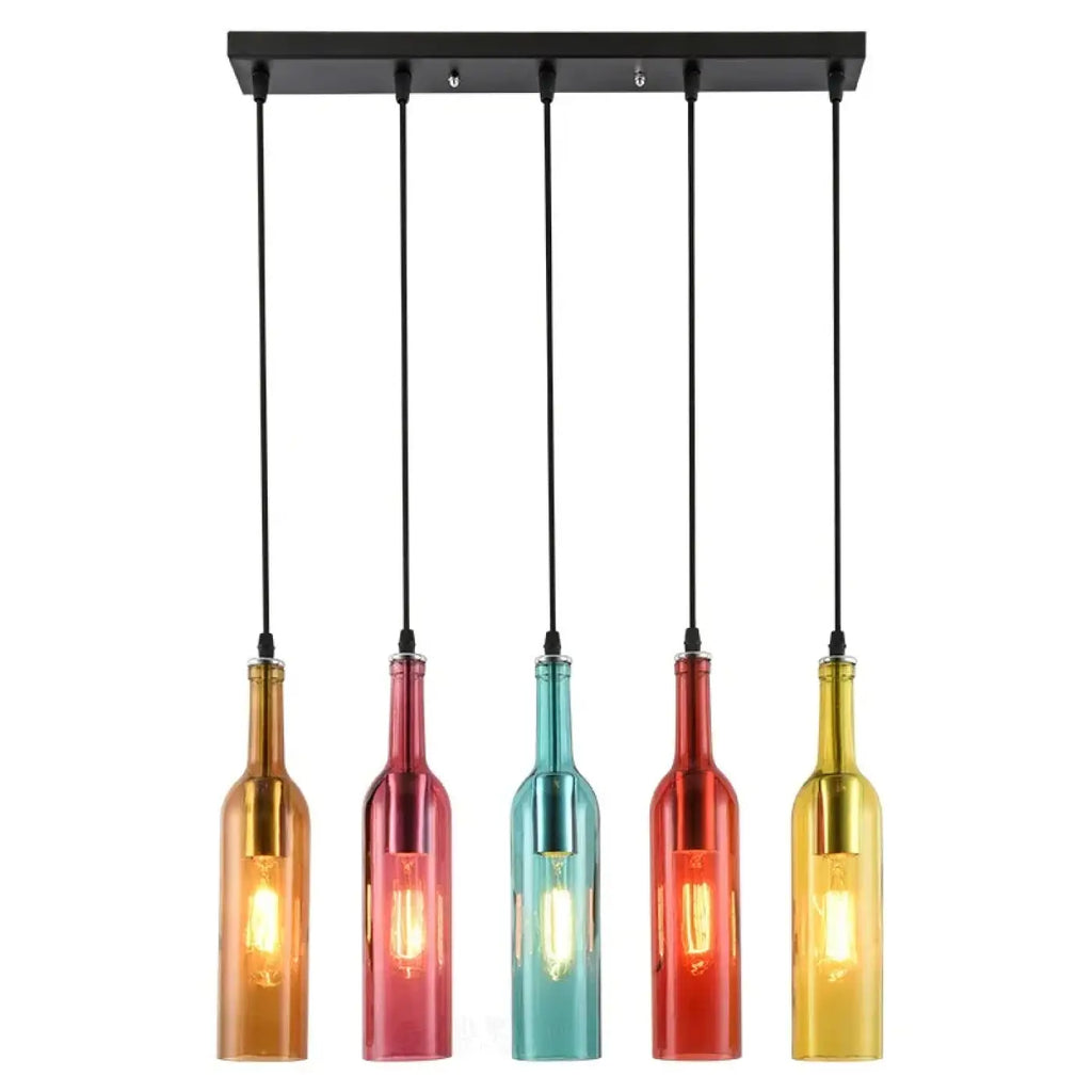 Suspension en forme de bouteille, quatre teintes vives