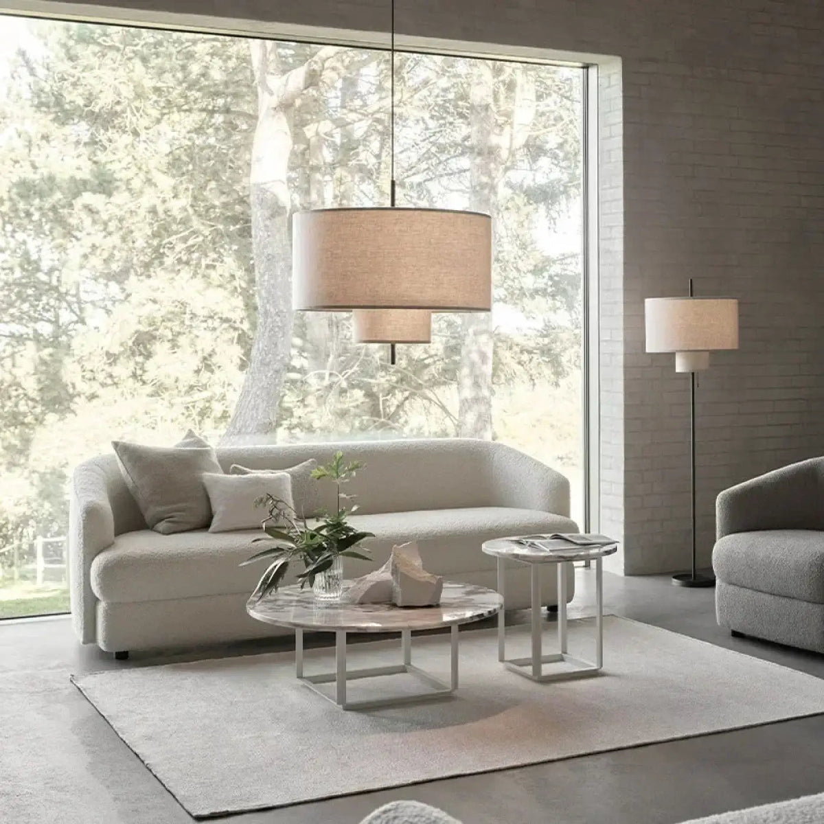 Suspension cylindrique en tissu au design épuré, trois tailles