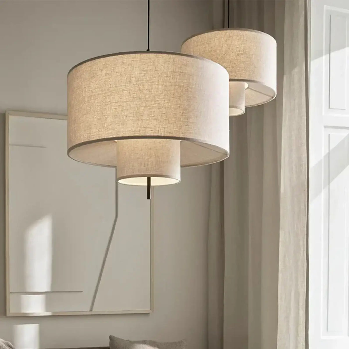 Suspension cylindrique en tissu au design épuré, trois tailles