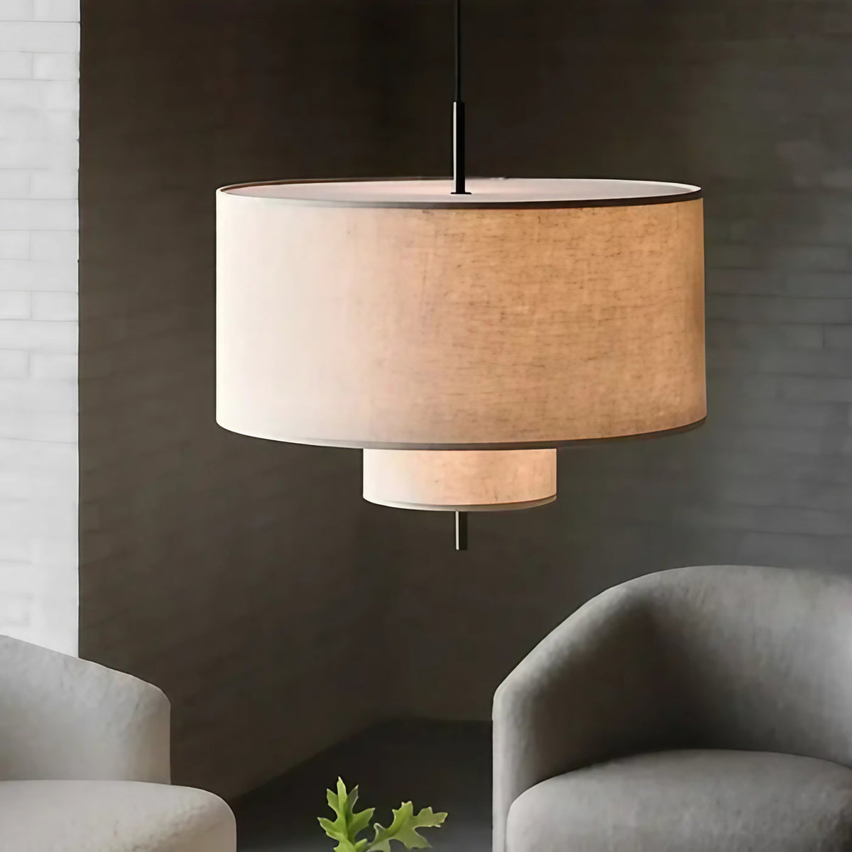 Suspension cylindrique en tissu au design épuré, trois tailles